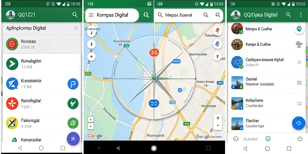 Tampilan antarmuka aplikasi Kompas Digital QQ1221 yang modern dan fungsional.