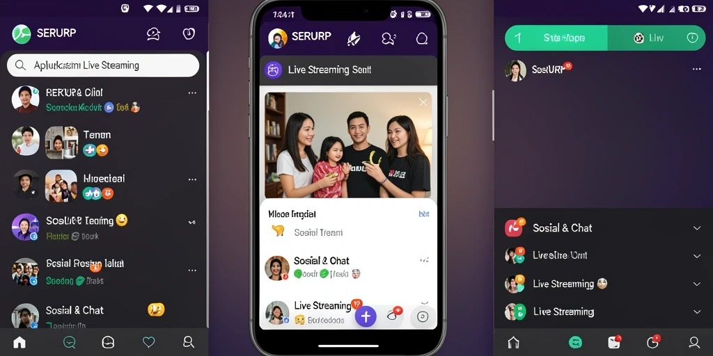 Tampilan antarmuka utama aplikasi SERURP dengan fitur Live Streaming.